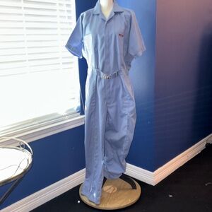Vintage Para Suit Short-Sleeve Jumpsuit – Blue – Zipper Front – Belted Waist